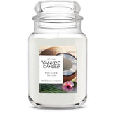 Yankee Candle Coconut Beach front packaging showing jar and lid, inviting tropical fragrance