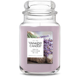 Yankee Candle front jar view showing elegant label and generous size for lasting scent