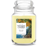 Yankee Candle Sicilian Lemon front packaging showing jar and label benefits