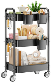YASONIC front view of 3-tier cart showing organized storage benefits