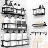 YASONIC front view of full black 6-piece caddy set showing organized storage benefit