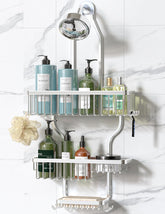YASONIC front view of hanging shower caddy shows neat organized storage benefit