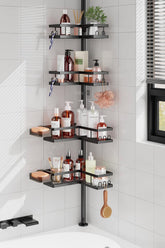 YASONIC front view corner shower caddy showing organized storage benefit
