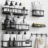 YASONIC full 6-piece shower caddy kit showing stable storage benefit