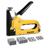 YEAHOME staple gun front view showing chrome body and durable build benefit