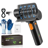 YEBLEM front view of electric grill brush showing compact design and ergonomic grip benefit
