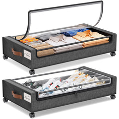 Yecaye front view packed under bed showing organized storage and space savings