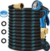 YEE-HENTE front view showing full 100 ft hose and included nozzle, durable convenience
