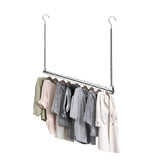 Yeetburg chrome front view showing full rod and hooks for space saving