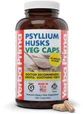 Yerba Prima front bottle showing branding and 400 capsule count, clear product benefit