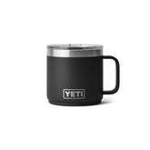 YETI Rambler front view showing sleek black finish and durable build benefit: stylish durability