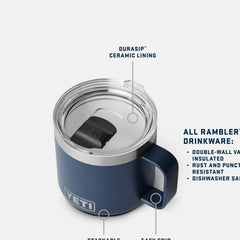 YETI Rambler stacked with other mugs to save space and organize gear