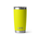 YETI Rambler front view in Firefly Yellow showing sturdy stainless steel finish and bright color benefit