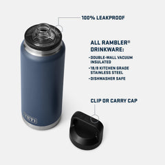 YETI Rambler close-up of Chug Cap showing easy-access spout benefit: quick sipping