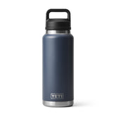 YETI Rambler 36 oz front view in navy showing sleek durable bottle