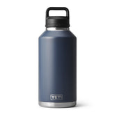 YETI Rambler 64 oz front view showing navy bottle and large capacity benefit