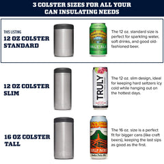 YETI Rambler Colster side profile highlighting sturdy stainless-steel body and silhouette