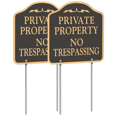 YHAIATTA front-facing sign on stake showing clear private property message and curb appeal