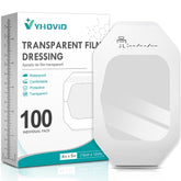 YHOVID front packaging showing 100-count transparent film dressings and value
