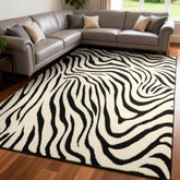 YIHOUSE front view of rug showing zebra stripe pattern and modern style