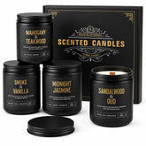 Yinuo Candle four-pack box front showing black-and-gold gift packaging and premium presentation benefit