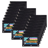 YoeeJob front view of 24-pack black binder pouches shows compact organization benefit