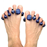 YogaToes front packaging showing product and size in metallic blue for quick identification