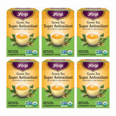 Yogi front packaging showing green tea antioxidant blend and organic labeling, clear product view