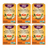 Yogi front packaging showing product branding and citrus imagery, highlights energizing benefit
