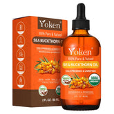 Yoken front packaging showing bottle and label, highlights organic certification benefits