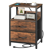 Yoobure nightstand front view showing compact storage and charging convenience
