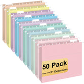 YOPCDJ front pack of 50 hanging folders showing product quantity and colors, easy sorting