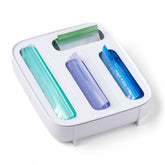 YouCopia StoraBag front view shows tidy four-slot storage and neat presentation