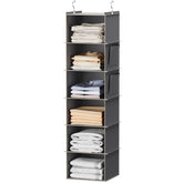 YOUDENOVA front view hanging organizer showing six shelves and tidy storage benefit