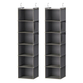 YOUDENOVA front view of two-pack organizer showing six grey shelves and tidy storage benefit
