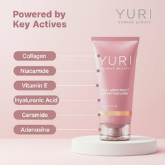 YURI BEAUTY bedside jar next to pillow illustrating overnight convenience