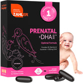 Zahler bottle front packaging showing prenatal plus dha benefits