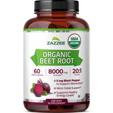 Zazzee bottle front view showing organic beet root extract and quick-release benefits