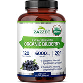 Zazzee front packaging showing bottle and label benefit of organic certification