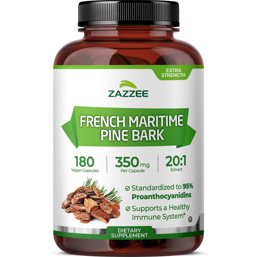 Zazzee front label showing 180 capsules and product name for long supply