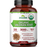 Zazzee front bottle label showing organic 10:1 extract and 120 capsules benefit clarity
