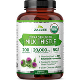 zazzee front packaging shows 200 capsules and organic certification benefit clarity