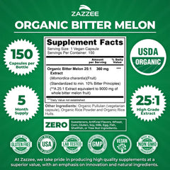 Zazzee label close-up displaying USDA Organic badge and ingredient transparency