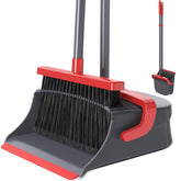 Zeawec front view of broom and dustpan showing compact upright storage benefit