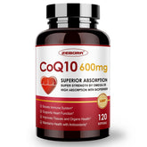 ZEBORA front packaging showing 600mg CoQ10 and 120 count for clear strength benefit