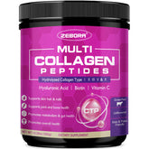 ZEBORA jar front view showing clean multi-collagen packaging and benefits
