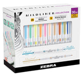 Zebra Pen Mildliner front pouch showing the zipped storage and color-coded caps for easy selection