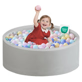 Zedachica front view grey ball pit showing safe cushioned rim and entry
