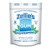 Zellie's front packaging showing peppermint gum and travel-ready convenience