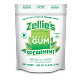 Zellie's front packaging showing 240-count spearmint gum and clean-label benefits